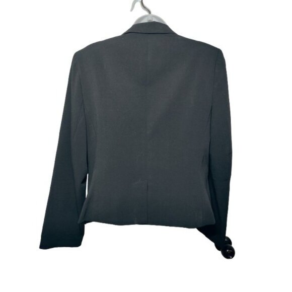 Black One-Button Women's Notch-Lapel Structured Blazer W Pockets Nine & Co 10P - Picture 2 of 4